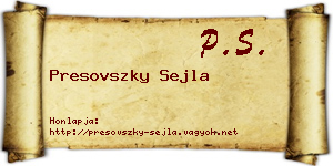 Presovszky Sejla névjegykártya